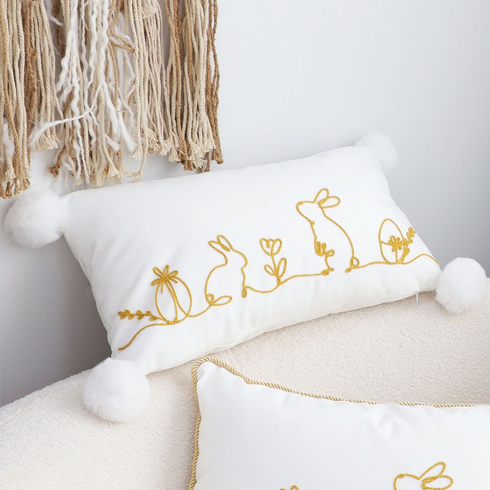 SOGA 2X 30x50cm Whimsical Bunny Embroidered Pillowcase 3