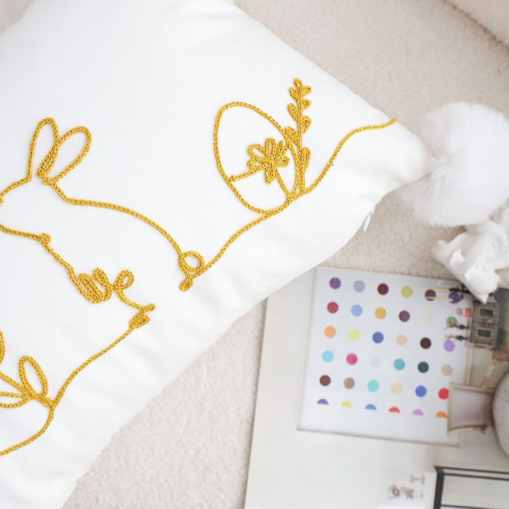 SOGA 2X 30x50cm Whimsical Bunny Embroidered Pillowcase 5