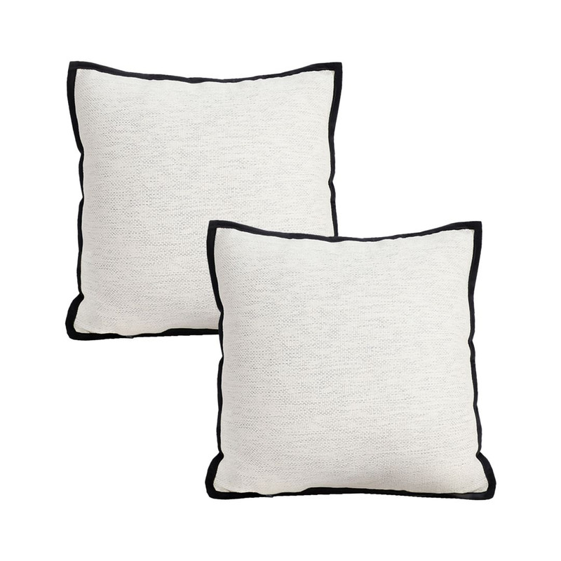 SOGA 2X 45cm Minimalist Cream Pillowcase With Black Piping 1