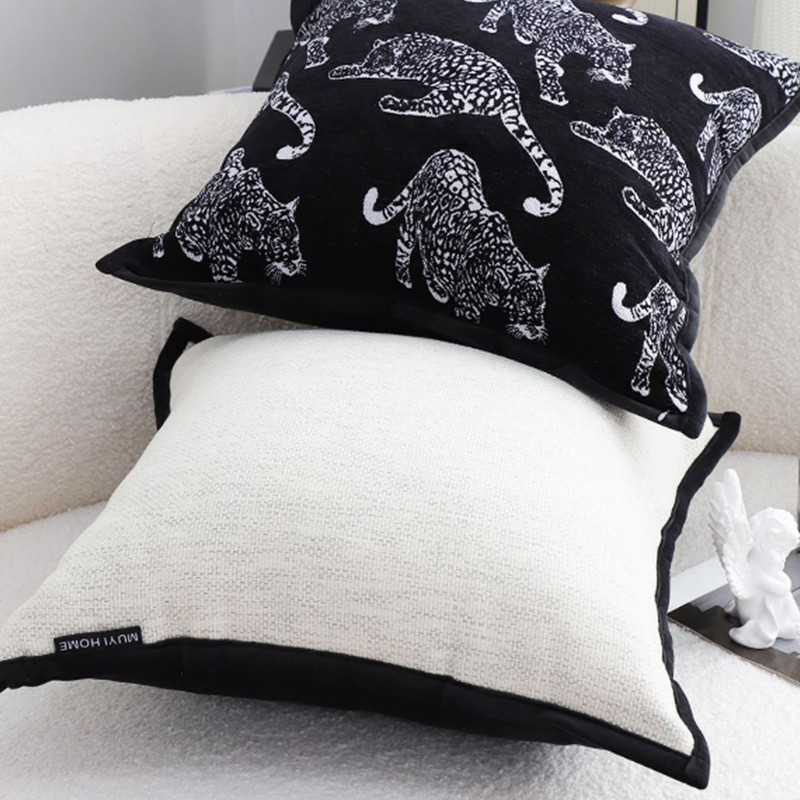 SOGA 2X 45cm Minimalist Cream Pillowcase With Black Piping 2