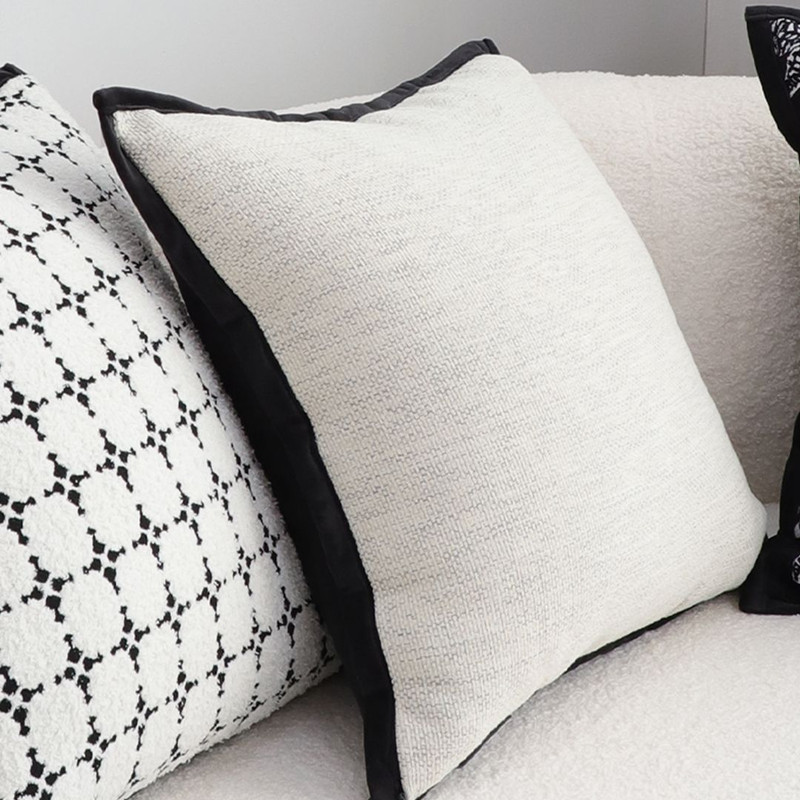 SOGA 2X 45cm Minimalist Cream Pillowcase With Black Piping 3