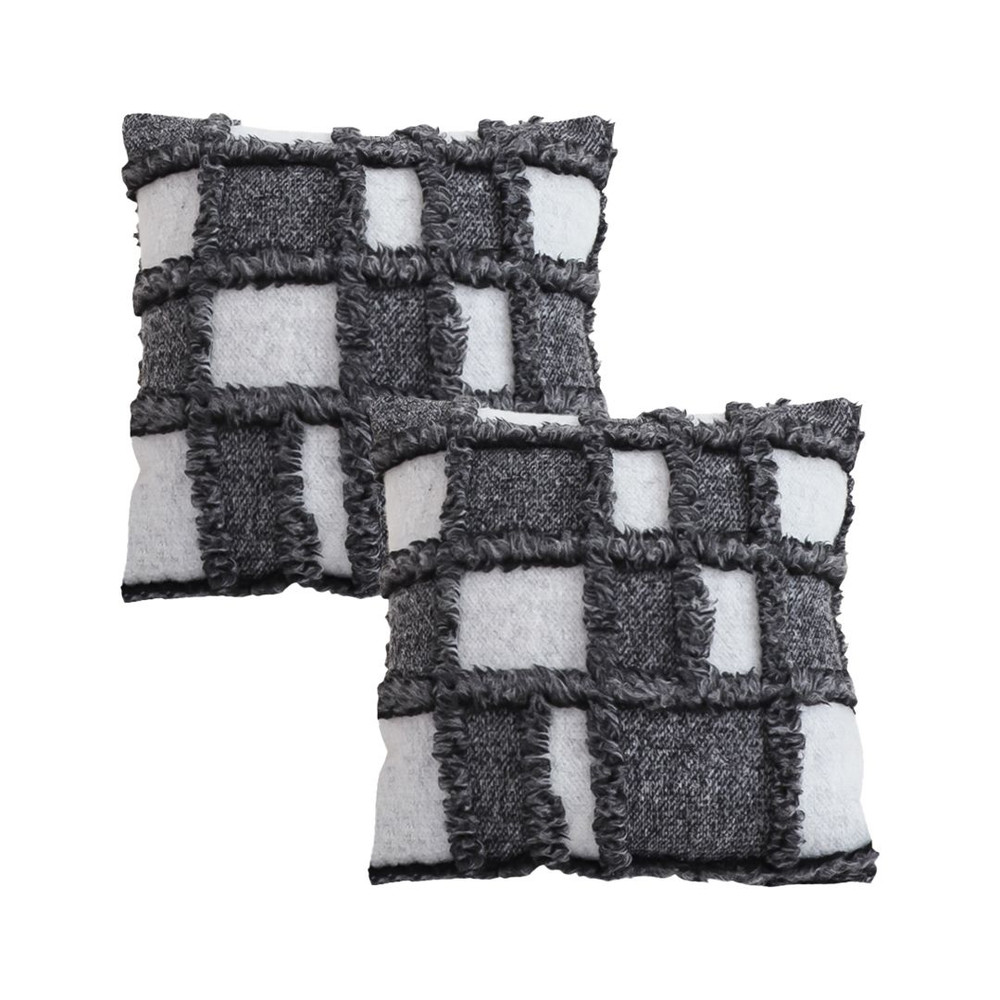 SOGA 2X 45cm Luxurious Faux Fur Textured Checkered Pillowcase 1