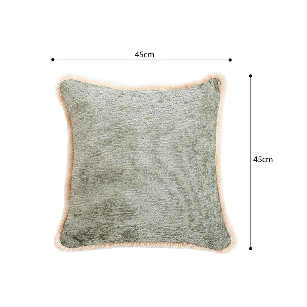 SOGA 2X 45cm Sage Green Velvet Pillowcase With Faux Fur Trim 4