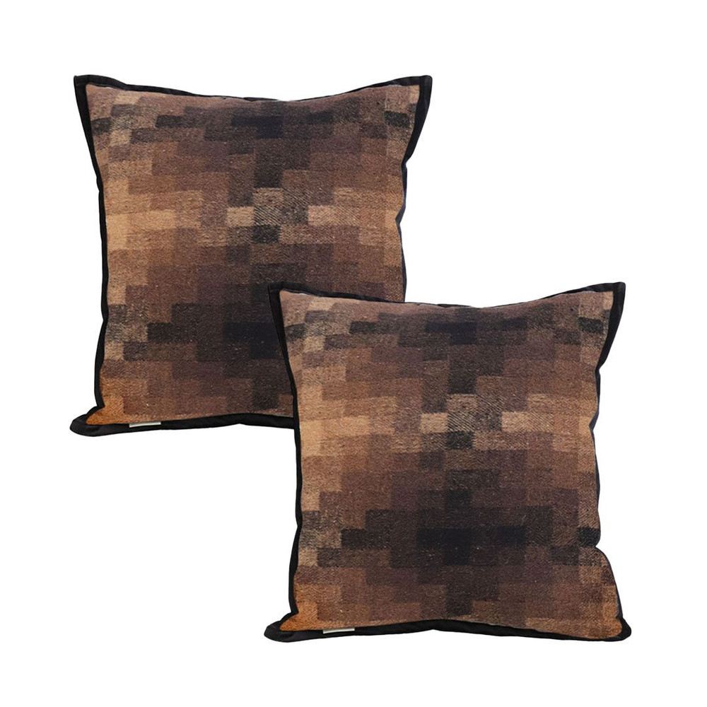 SOGA 2X 45cm Pixelated Comfort Caramel Square Pillowcase 1