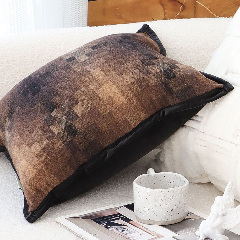 SOGA 2X 45cm Pixelated Comfort Caramel Square Pillowcase 6