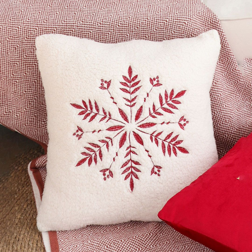 SOGA 2X 45cm Christmas Snowflake Embroidered Faux Fur Throw Pillowcase 7