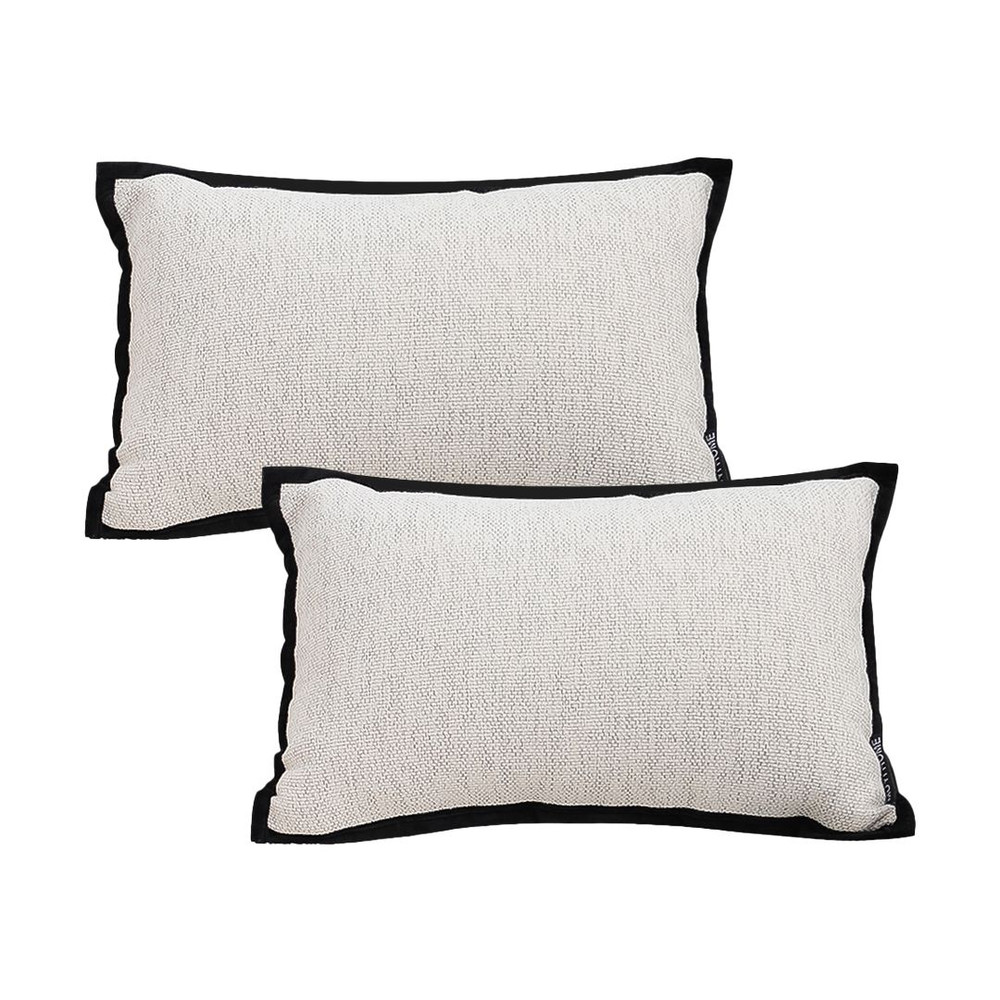 SOGA 2X 30x50cm Olive Green Minimalist Lumbar Pillowcase With Black Trim 1