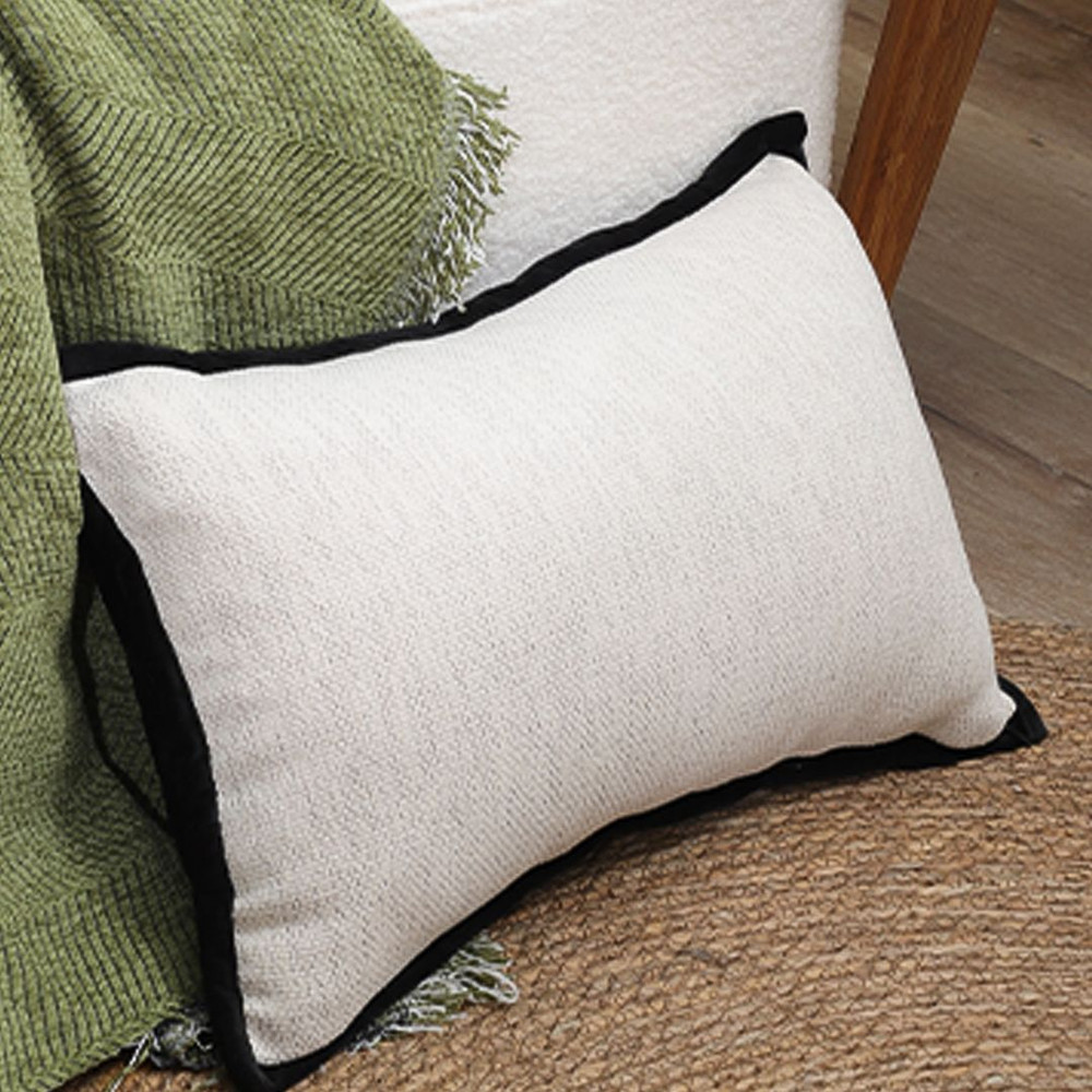 SOGA 2X 30x50cm Olive Green Minimalist Lumbar Pillowcase With Black Trim 2