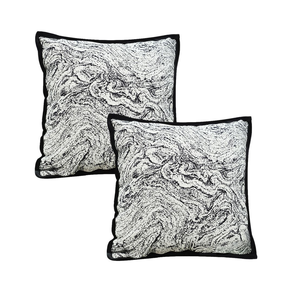 SOGA 2X 45cm Abstract Square Pillowcase With Black Edging 1