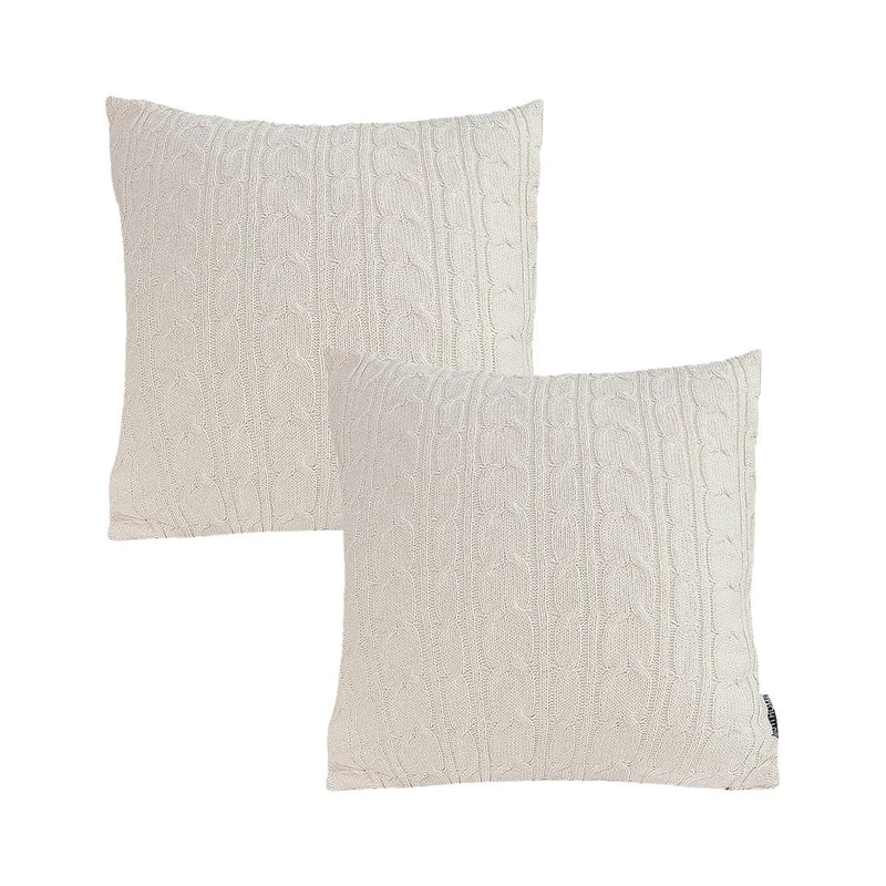 SOGA 2X 45cm Classic Cream Cable Knit Decorative Pillowcase 1