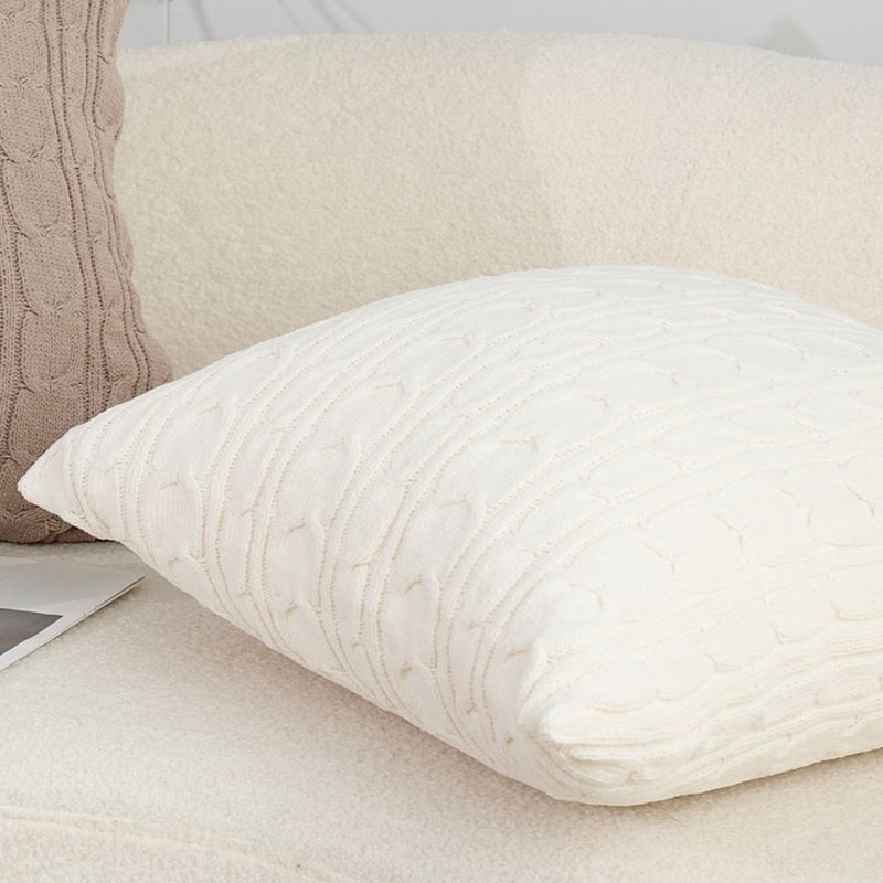 SOGA 2X 45cm Classic Cream Cable Knit Decorative Pillowcase 2