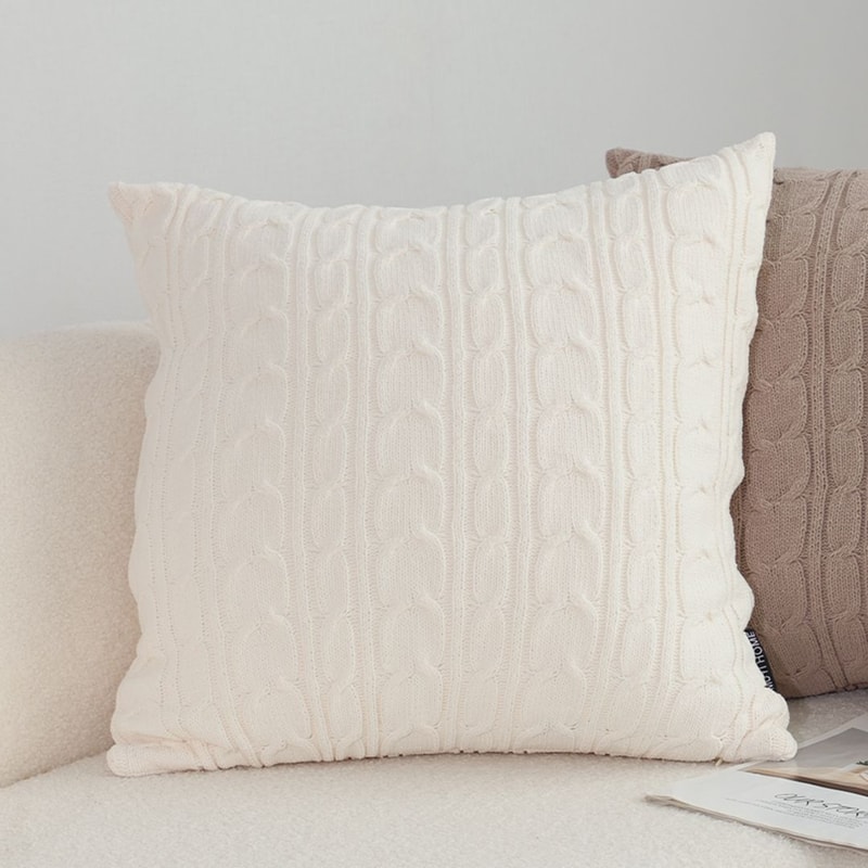 SOGA 2X 45cm Classic Cream Cable Knit Decorative Pillowcase 4