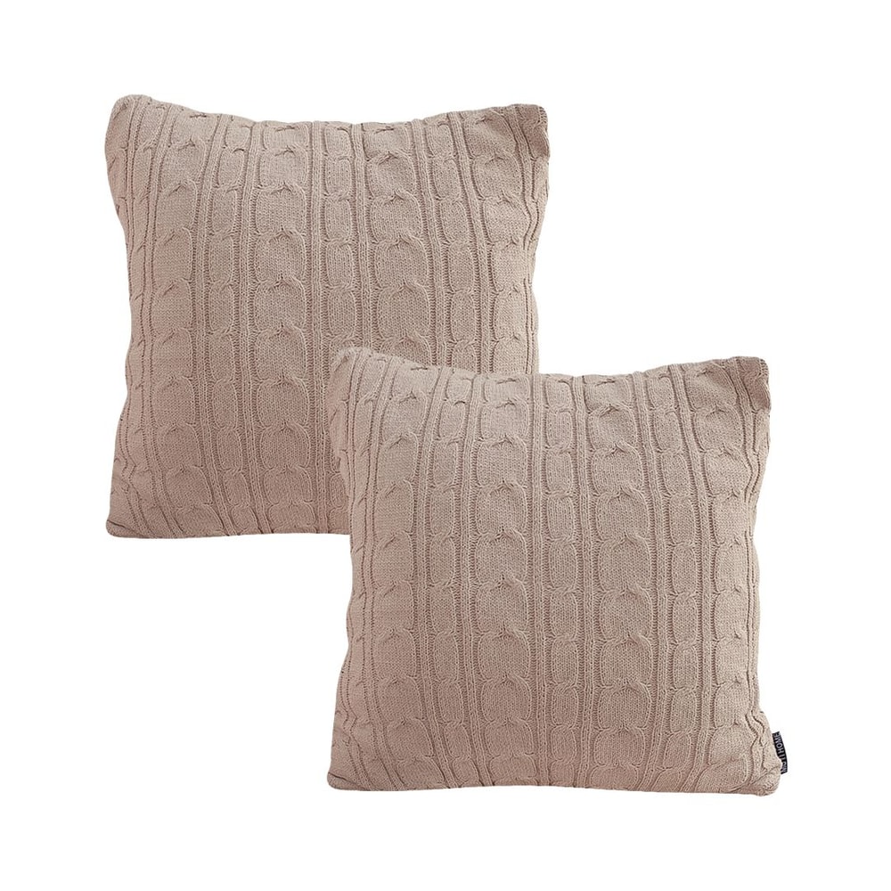SOGA 2X 45cm Dusty Rose Cable Knit Decorative Pillowcase 1