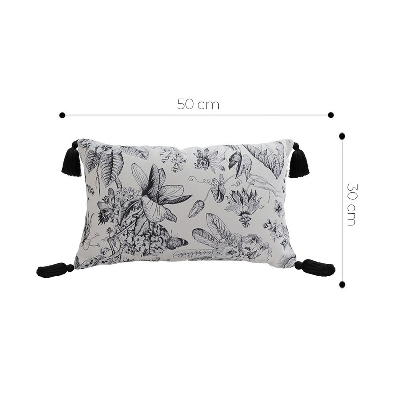 SOGA 2X 30x50cm Chic Botanical Bliss Rectangular Pillowcase With Tassel Accents 4
