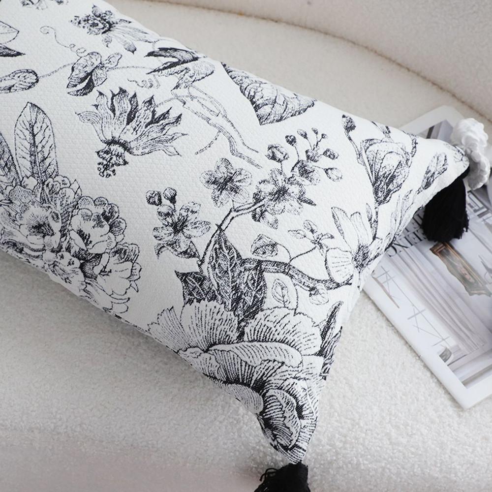 SOGA 2X 30x50cm Chic Botanical Bliss Rectangular Pillowcase With Tassel Accents 6