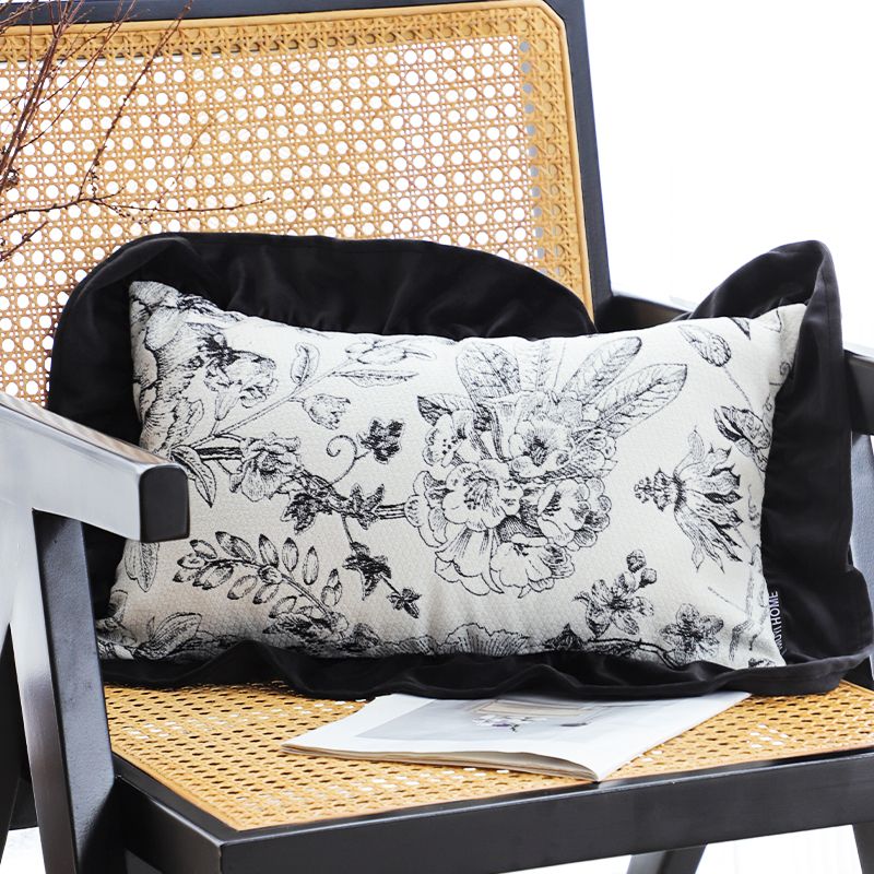 SOGA 2X 30x50cm Chic Botanical Bliss Black  White Lumbar Pillowcase 2