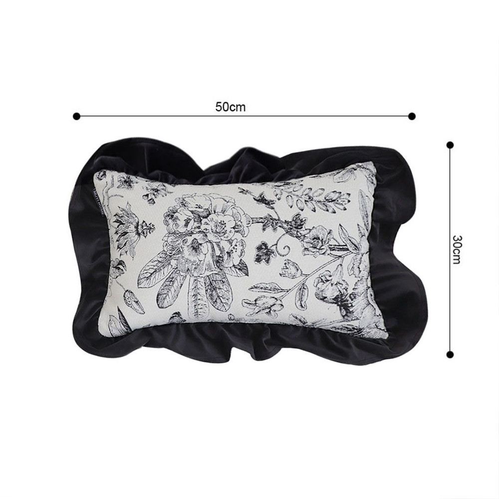 SOGA 2X 30x50cm Chic Botanical Bliss Black  White Lumbar Pillowcase 4
