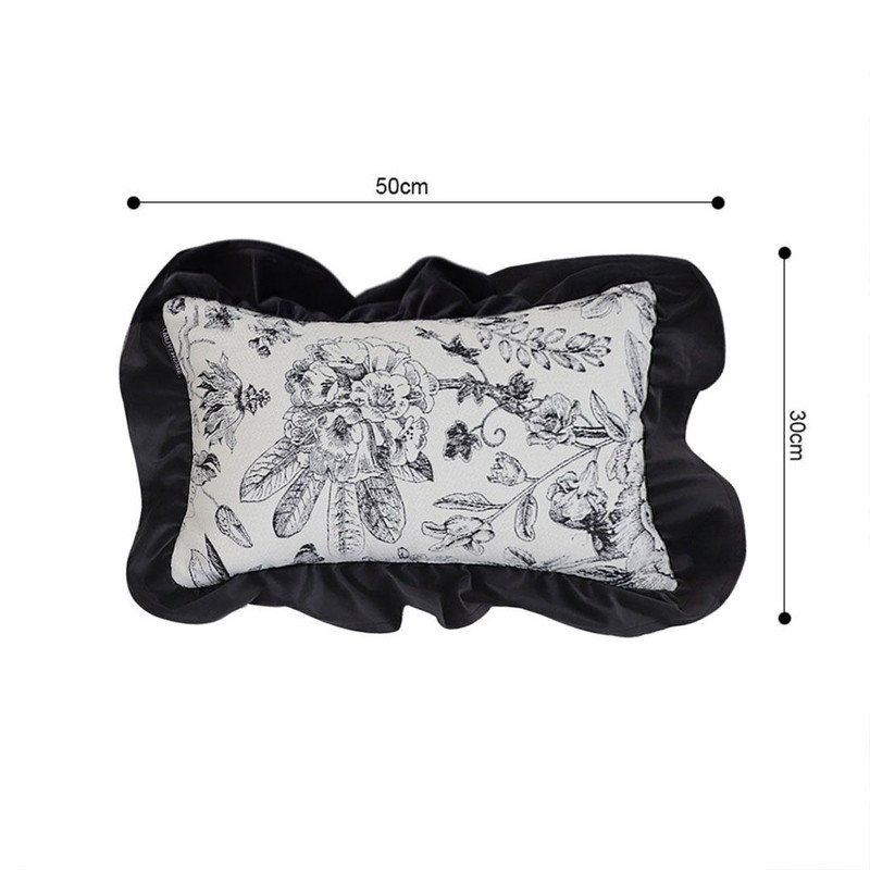 SOGA 2X 30x50cm Chic Botanical Bliss Black  White Lumbar Pillowcase 4