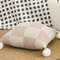 SOGA 2X 45cm Cozy Chic Checkerboard Knit Pillowcase With Pom Pom Trim 2