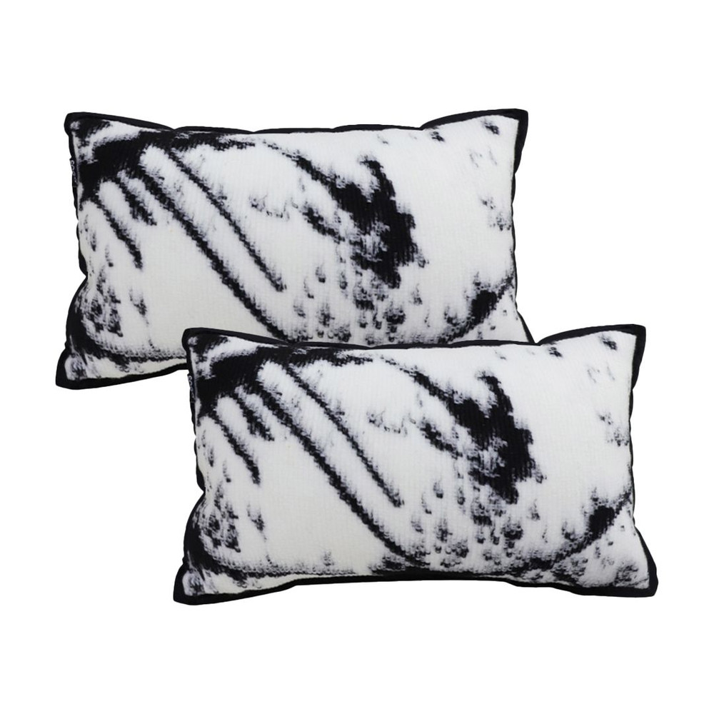 SOGA 2X 30x50cm Black White Leopard Throw Pillowcase 1