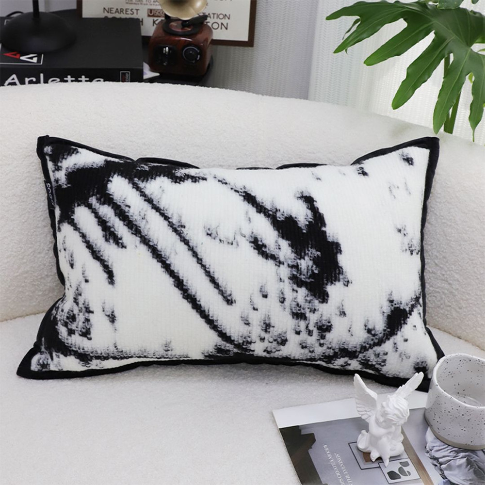 SOGA 2X 30x50cm Black White Leopard Throw Pillowcase 0