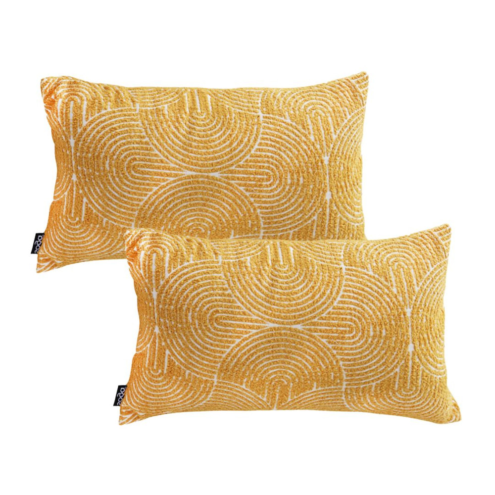 SOGA 2X 30x50cm Mustard Yellow Geometric Lumbar Pillowcase For Home Decor 1