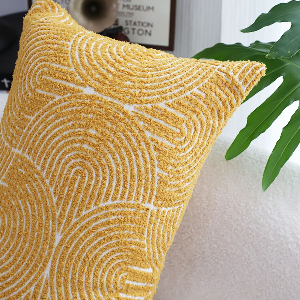 SOGA 2X 30x50cm Mustard Yellow Geometric Lumbar Pillowcase For Home Decor 6