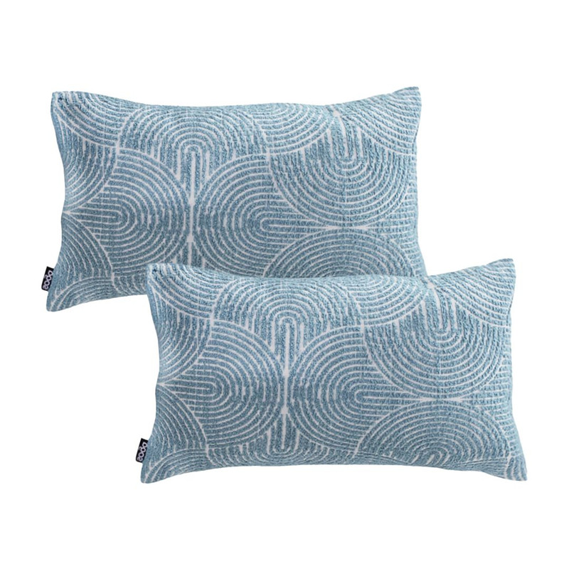 SOGA 2X 30x50cm Blue Geometric Lumbar Pillowcase For Indoor Outdoor Home Decor 1