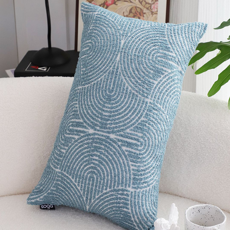 SOGA 2X 30x50cm Blue Geometric Lumbar Pillowcase For Indoor Outdoor Home Decor 5