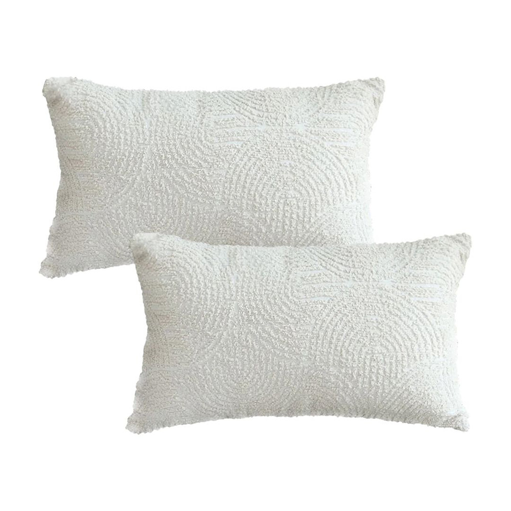 SOGA 2X 30x50cm Embroidered OffWhite Lumbar Pillowcase For Modern Home 1