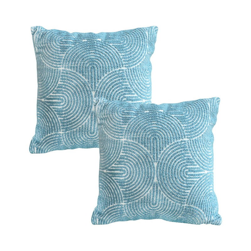 SOGA 2X 45cm Blue Throw Pillow Geometric Indoor And Outdoor Corded Pillowcase 1