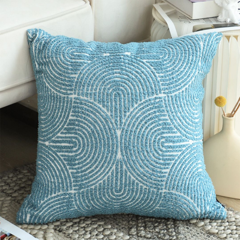 SOGA 2X 45cm Blue Throw Pillow Geometric Indoor And Outdoor Corded Pillowcase 0