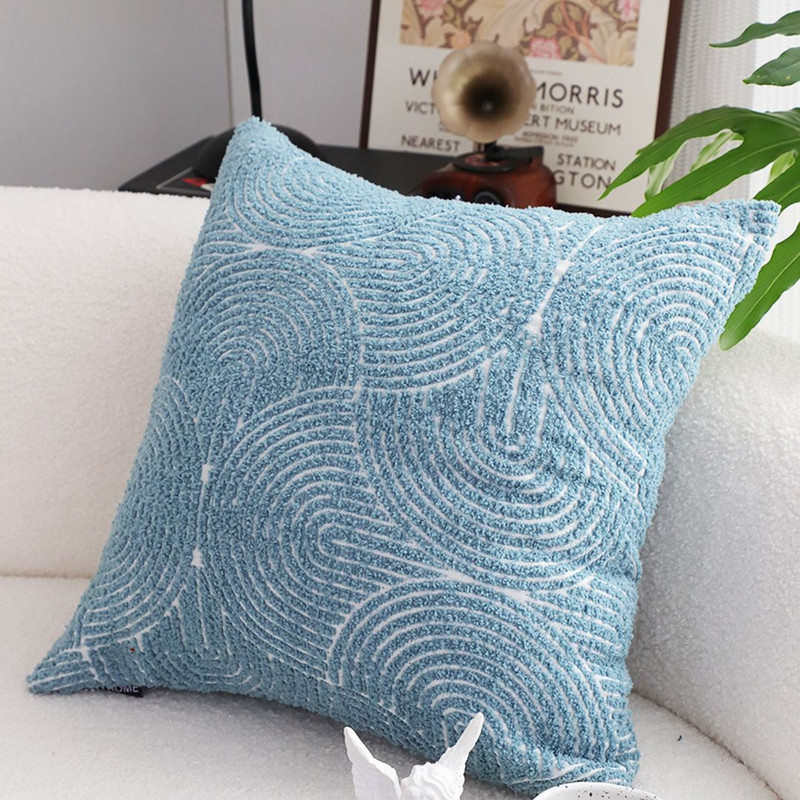 SOGA 2X 45cm Blue Throw Pillow Geometric Indoor And Outdoor Corded Pillowcase 2