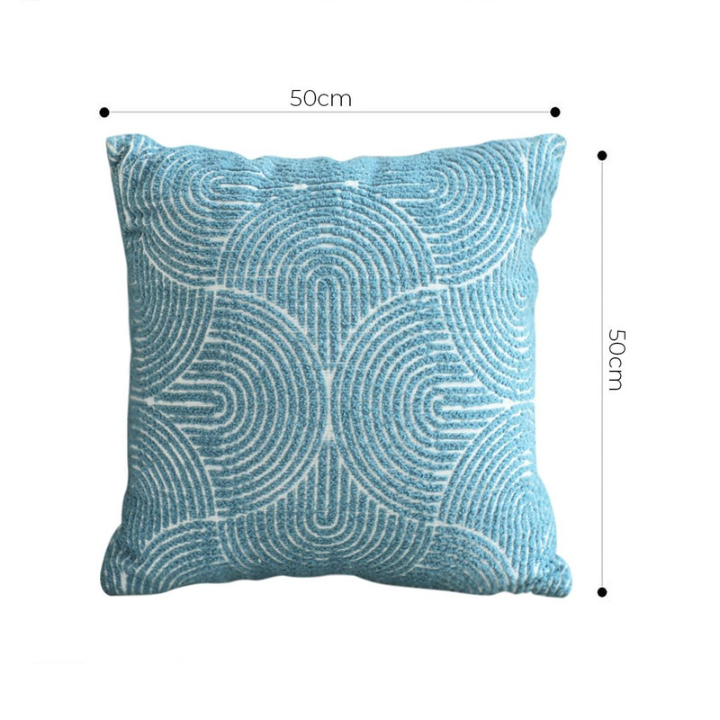 SOGA 2X 45cm Blue Throw Pillow Geometric Indoor And Outdoor Corded Pillowcase 4