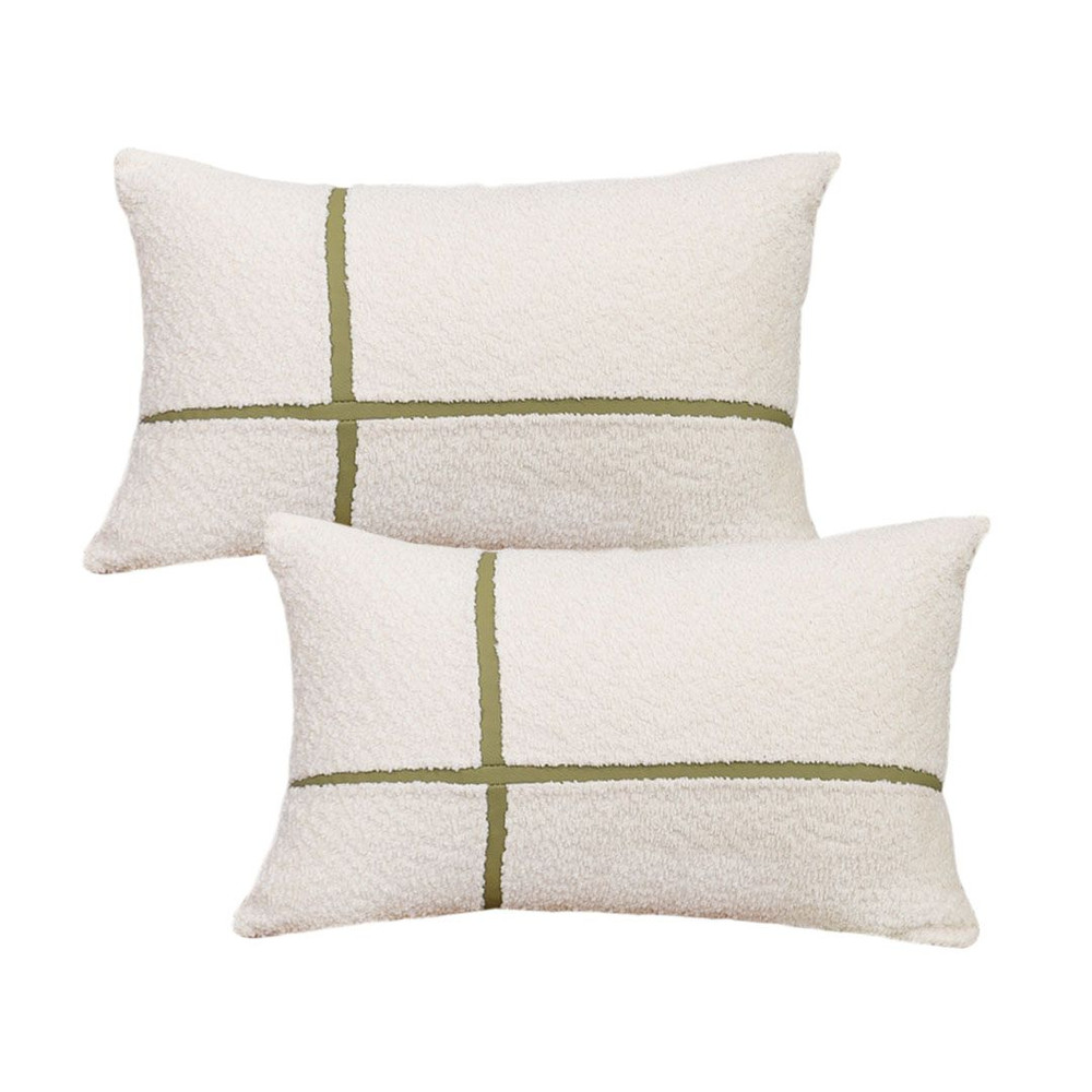 SOGA 2X 30x50cm Cozy Chic Lumbar Pillowcase With Modern Green Stripe 1