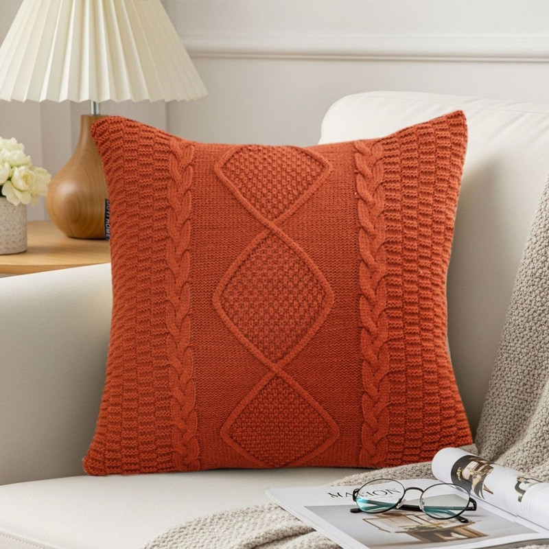 SOGA 2X 45cm Cable Knit Diamond Pillowcase 0