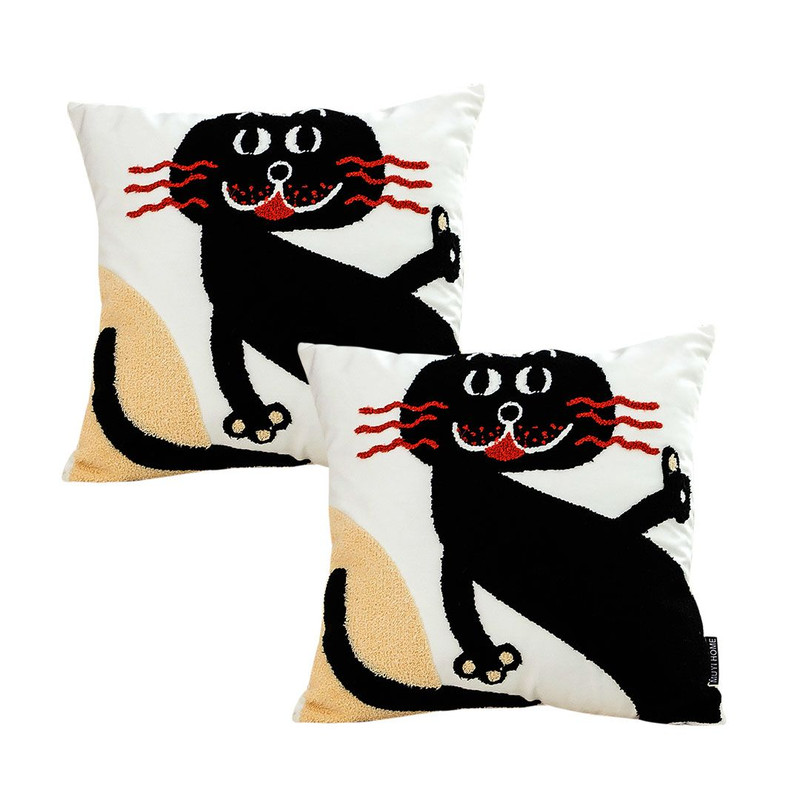 SOGA 2X 45cm Playful Black Cat Silhouette Pillowcase 1