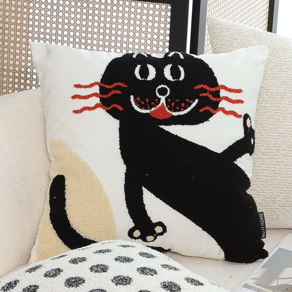 SOGA 2X 45cm Playful Black Cat Silhouette Pillowcase 2