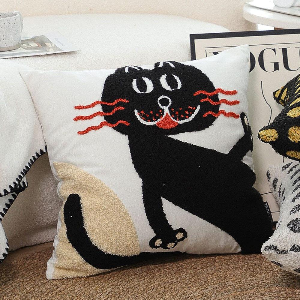 SOGA 2X 45cm Playful Black Cat Silhouette Pillowcase 5