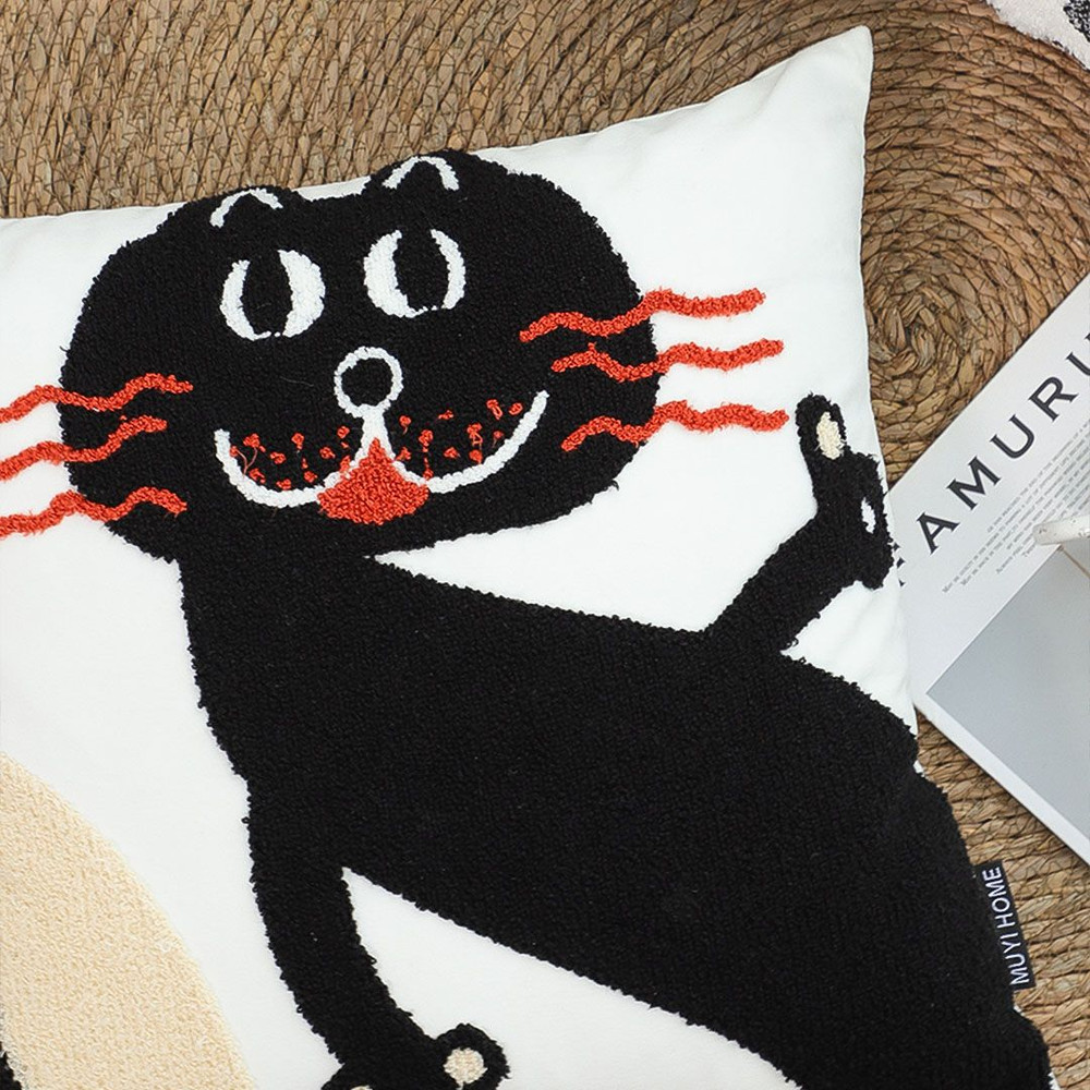SOGA 2X 45cm Playful Black Cat Silhouette Pillowcase 6