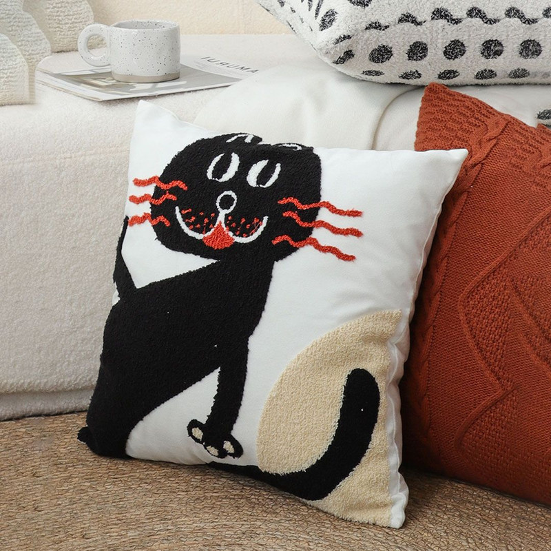 SOGA 2X 45cm Playful Black Cat Silhouette Pillowcase 7