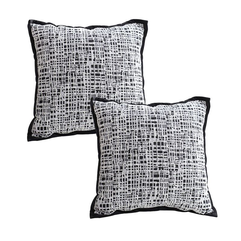 SOGA 2X 45cm Abstract Grid Monochrome Pillowcase 1