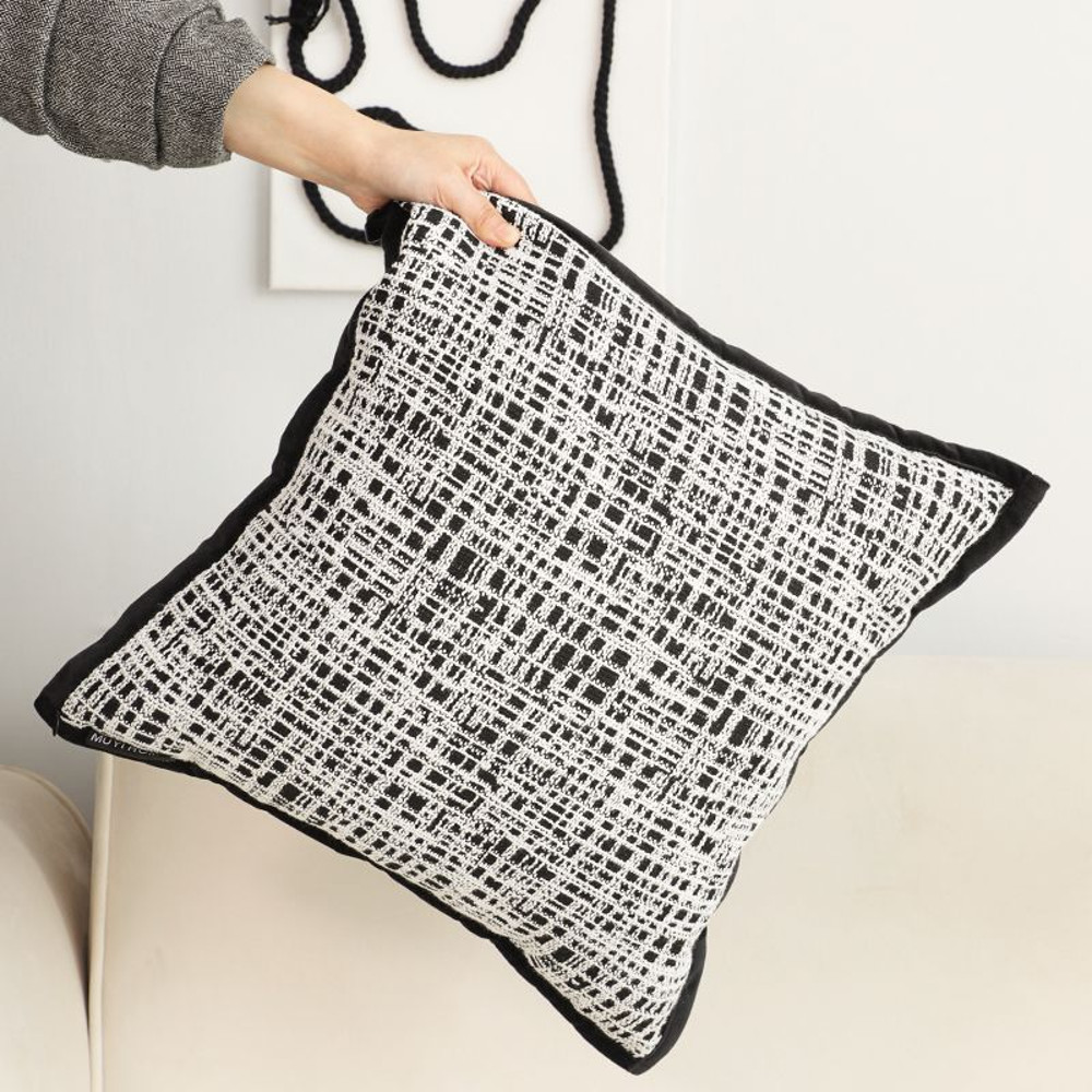 SOGA 2X 45cm Abstract Grid Monochrome Pillowcase 6