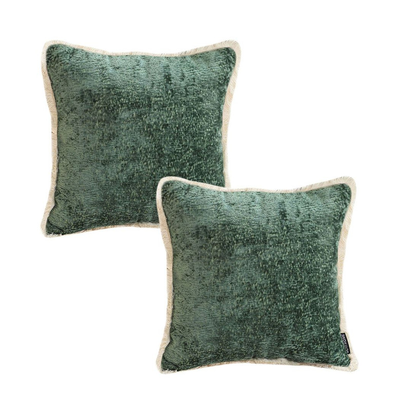 SOGA 2X 45cm Emerald Velvet Fringe Pillowcase 1