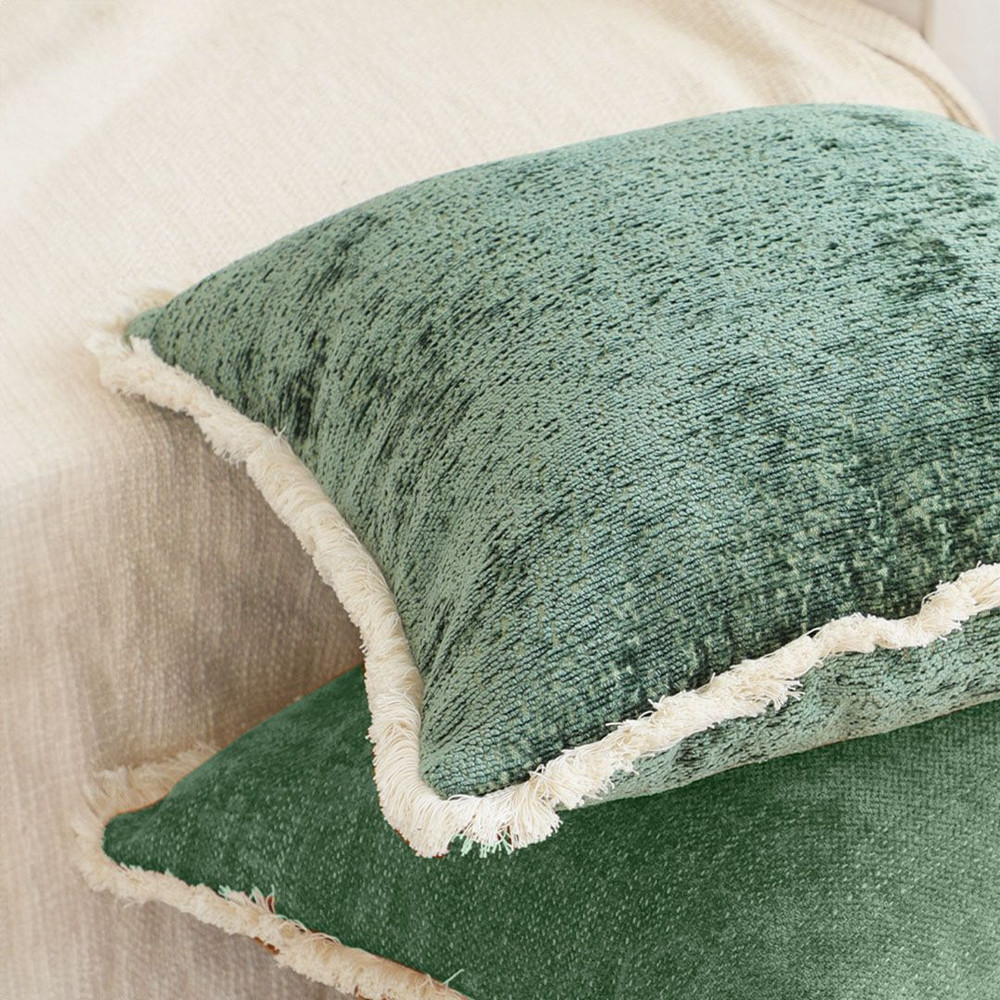 SOGA 2X 45cm Emerald Velvet Fringe Pillowcase 5