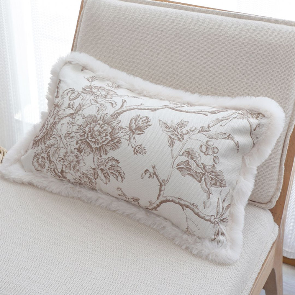 SOGA 2X 30x50cm Taupe Floral Embroidered Pillowcase 2