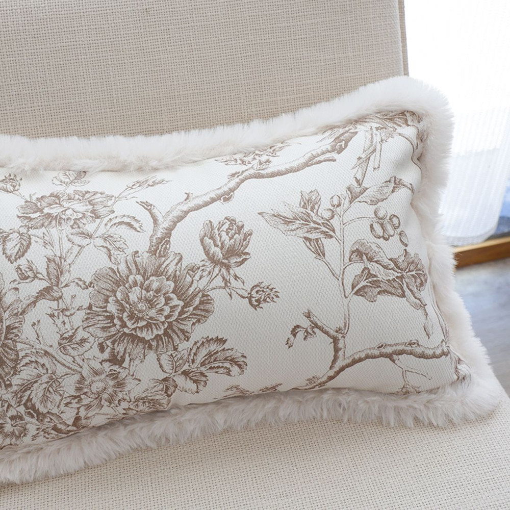 SOGA 2X 30x50cm Taupe Floral Embroidered Pillowcase 4