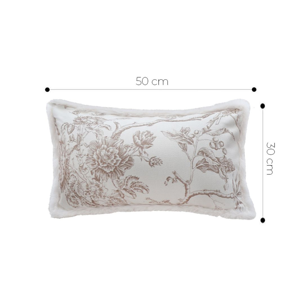 SOGA 2X 30x50cm Taupe Floral Embroidered Pillowcase 5
