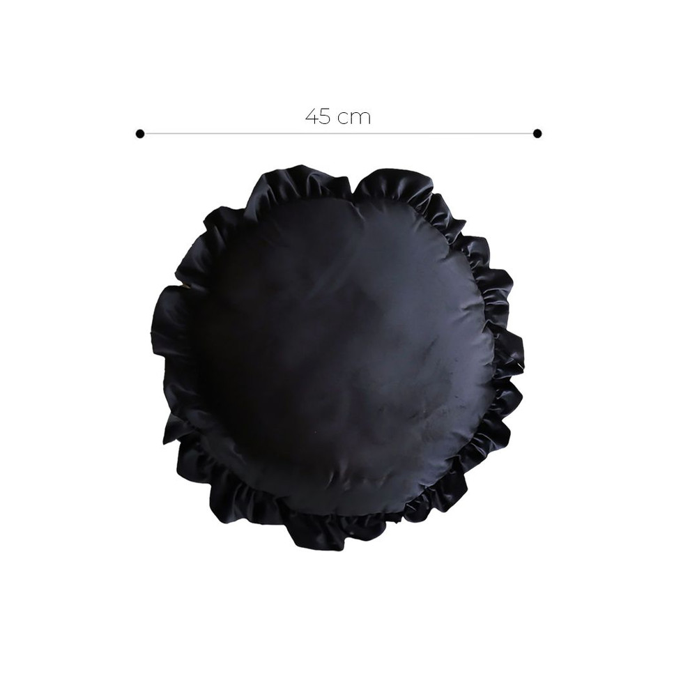 SOGA 2X 45cm Black Vintage Lotus Edge Round Pillowcase Butterfly Accent 5