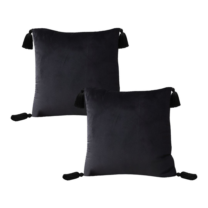 SOGA 2X 45cm Black Velvet Butterfly Tassel Pillowcase Vintage Accent 1